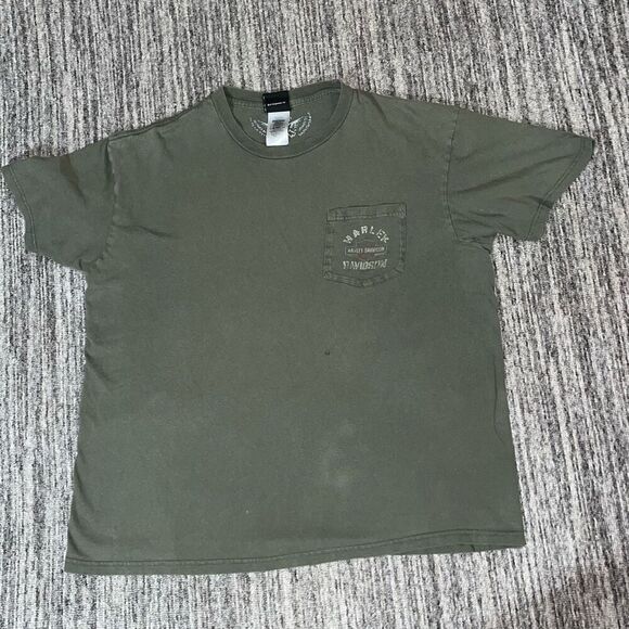 Harley Davidson Mens Size XL Pullover Crewneck T Shirt Green Pocket Short Sleeve - Picture 3 of 8